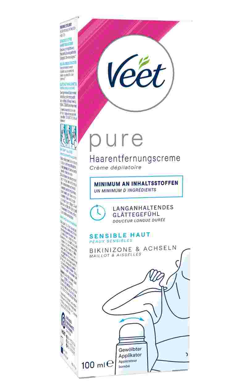 Veet PURE Haarentfernungs-Creme Bikini & Achseln sensible Haut 100ml