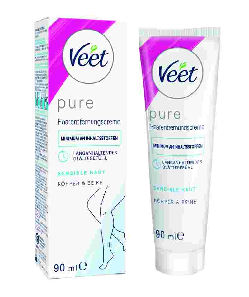 Veet PURE Haarentfernungscreme Körper & Beine, sensible Haut, 90ml