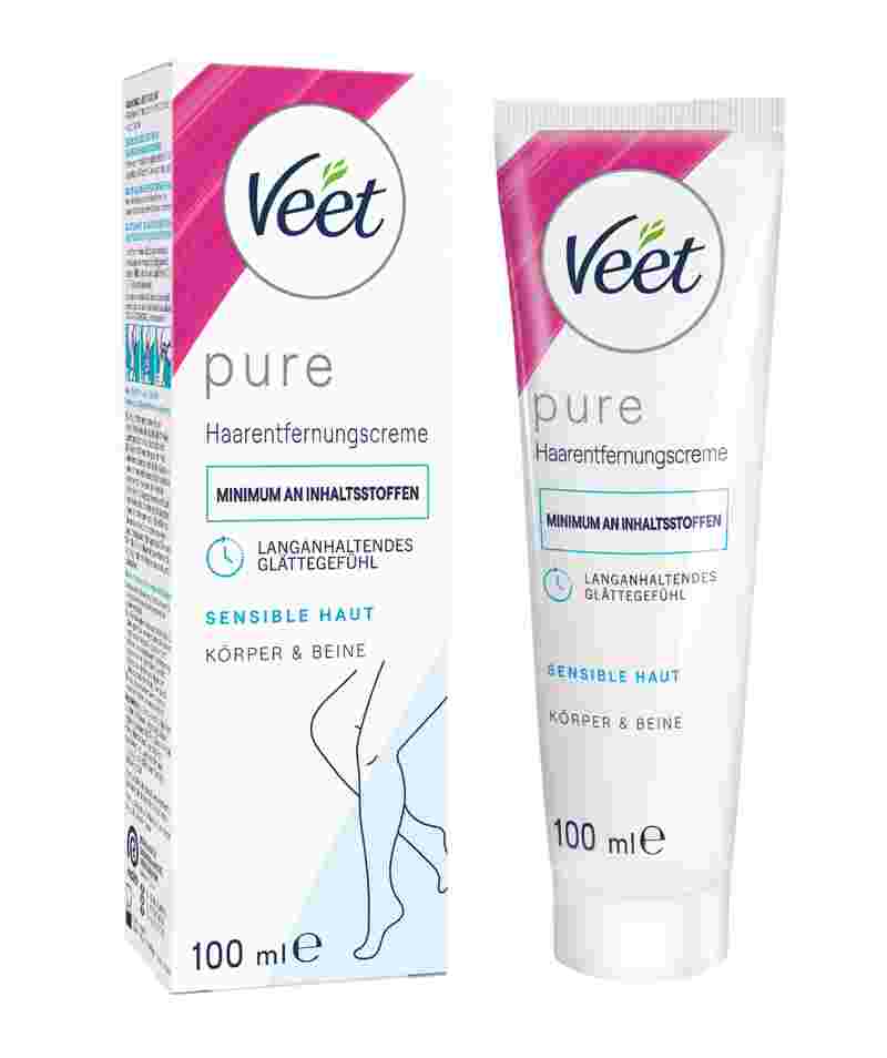 Veet PURE Haarentfernungscreme Körper & Beine, sensible Haut, 100ml