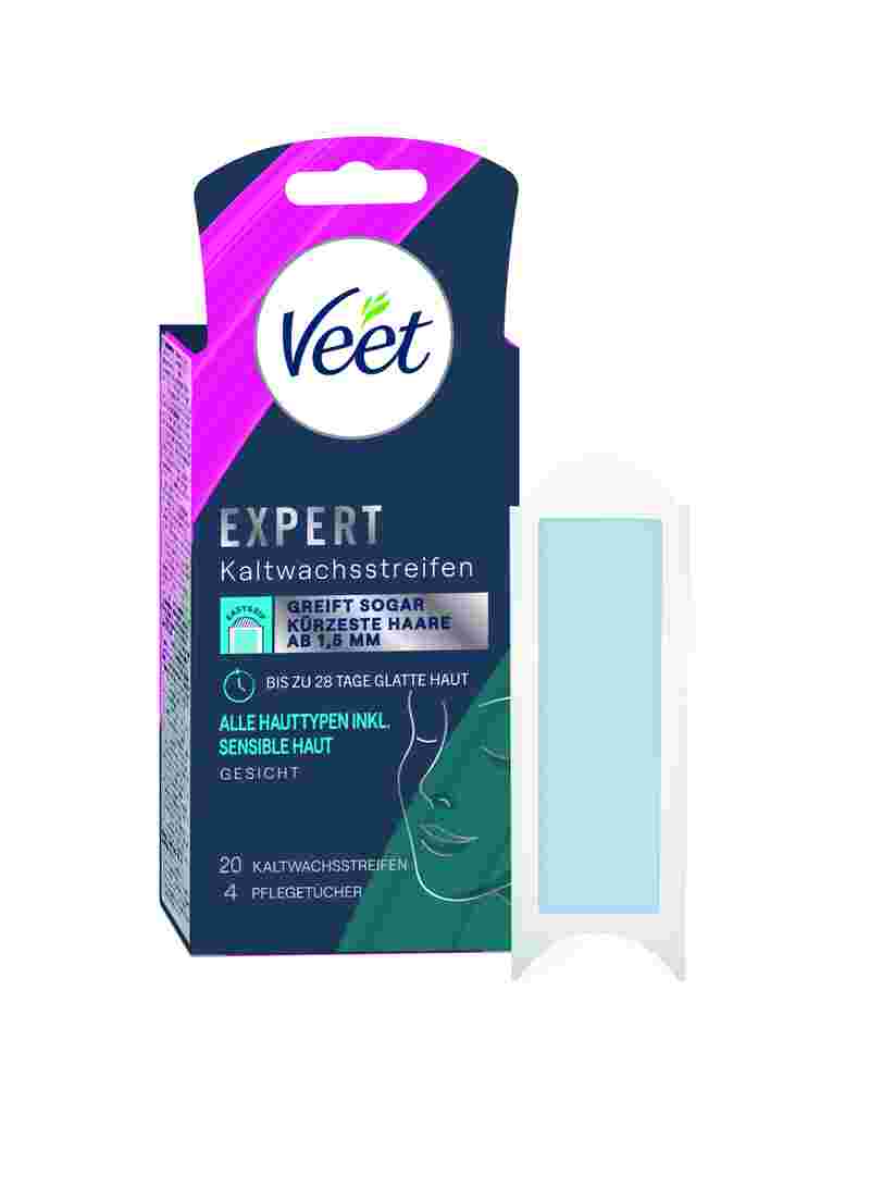 Veet EXPERT Kaltwachsstreifen Gesicht, alle Hauttypen, 20 Stück