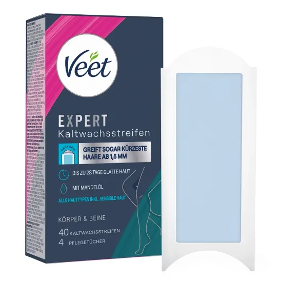 Veet EXPERT Kaltwachsstreifen Beine & Körper, alle Hauttypen, 40 Stück